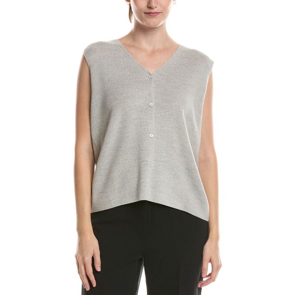 Eileen Fisher Womens  Wool V-Neck Vest, White
